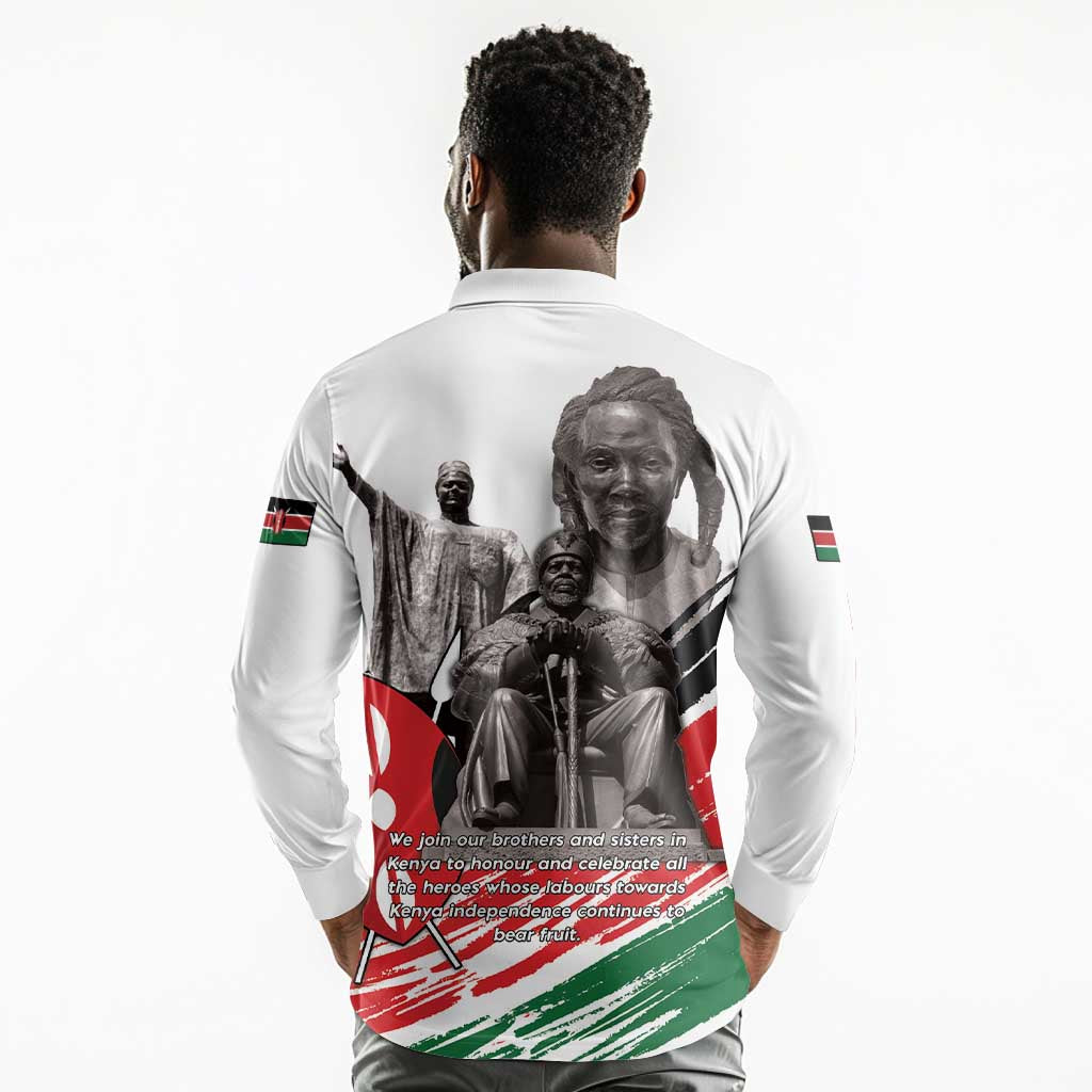 Happy Kenya Heroes Day Long Sleeve Polo Shirt Kenyan Heroes - African Pride