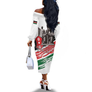 Happy Kenya Heroes Day Off The Shoulder Long Sleeve Dress Kenyan Heroes - African Pride