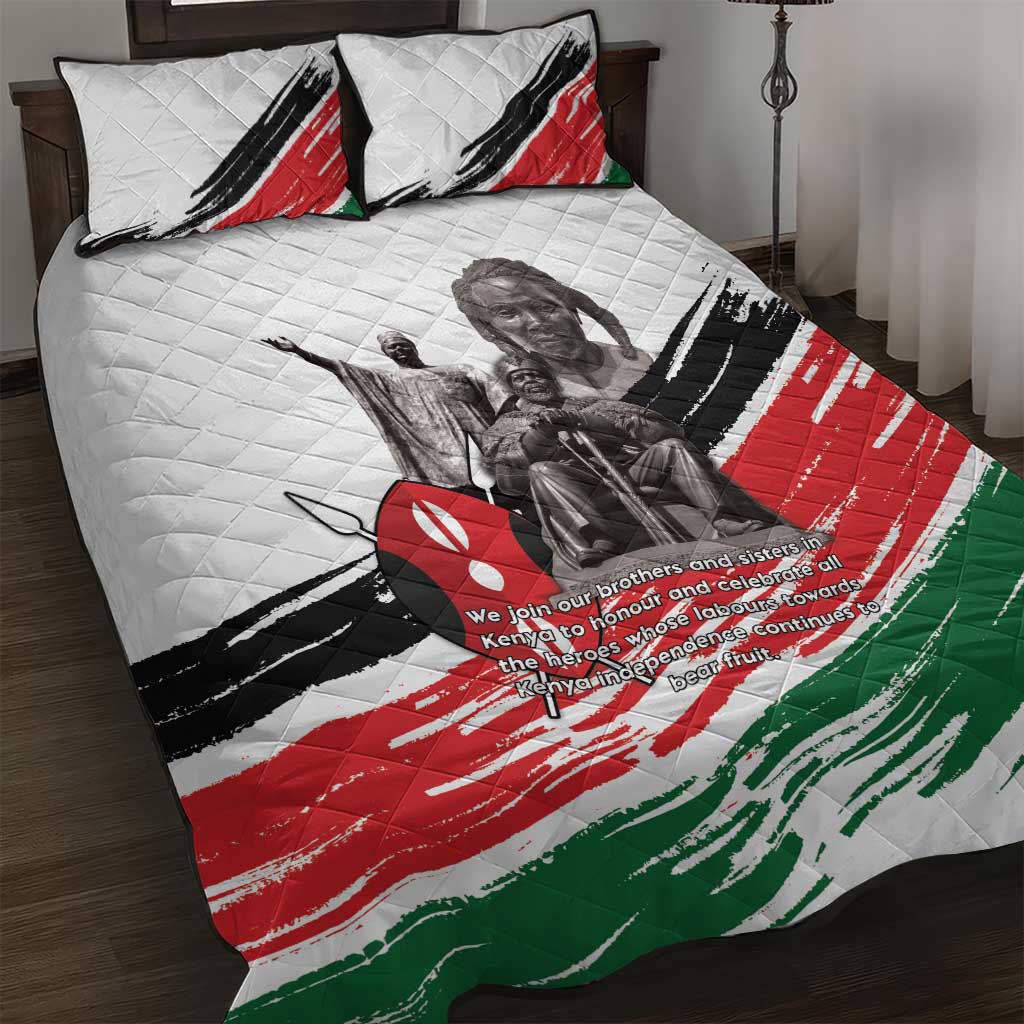 Happy Kenya Heroes Day Quilt Bed Set Kenyan Heroes - African Pride