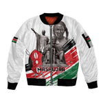 Happy Kenya Heroes Day Sleeve Zip Bomber Jacket Kenyan Heroes - African Pride