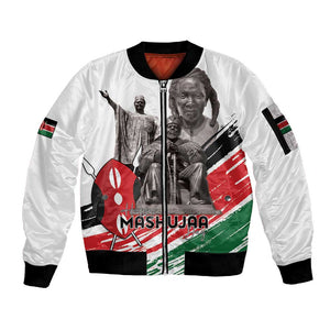 Happy Kenya Heroes Day Sleeve Zip Bomber Jacket Kenyan Heroes - African Pride
