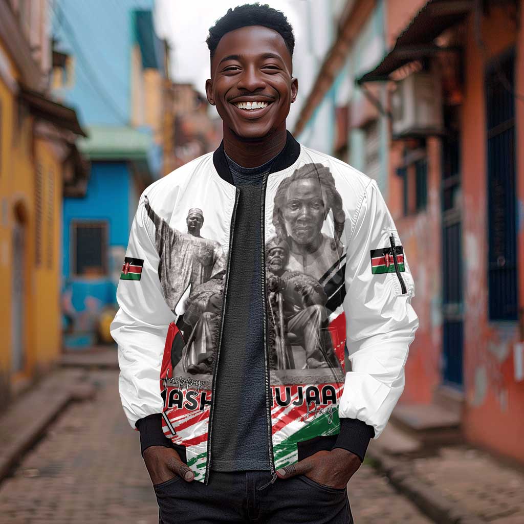 Happy Kenya Heroes Day Sleeve Zip Bomber Jacket Kenyan Heroes - African Pride