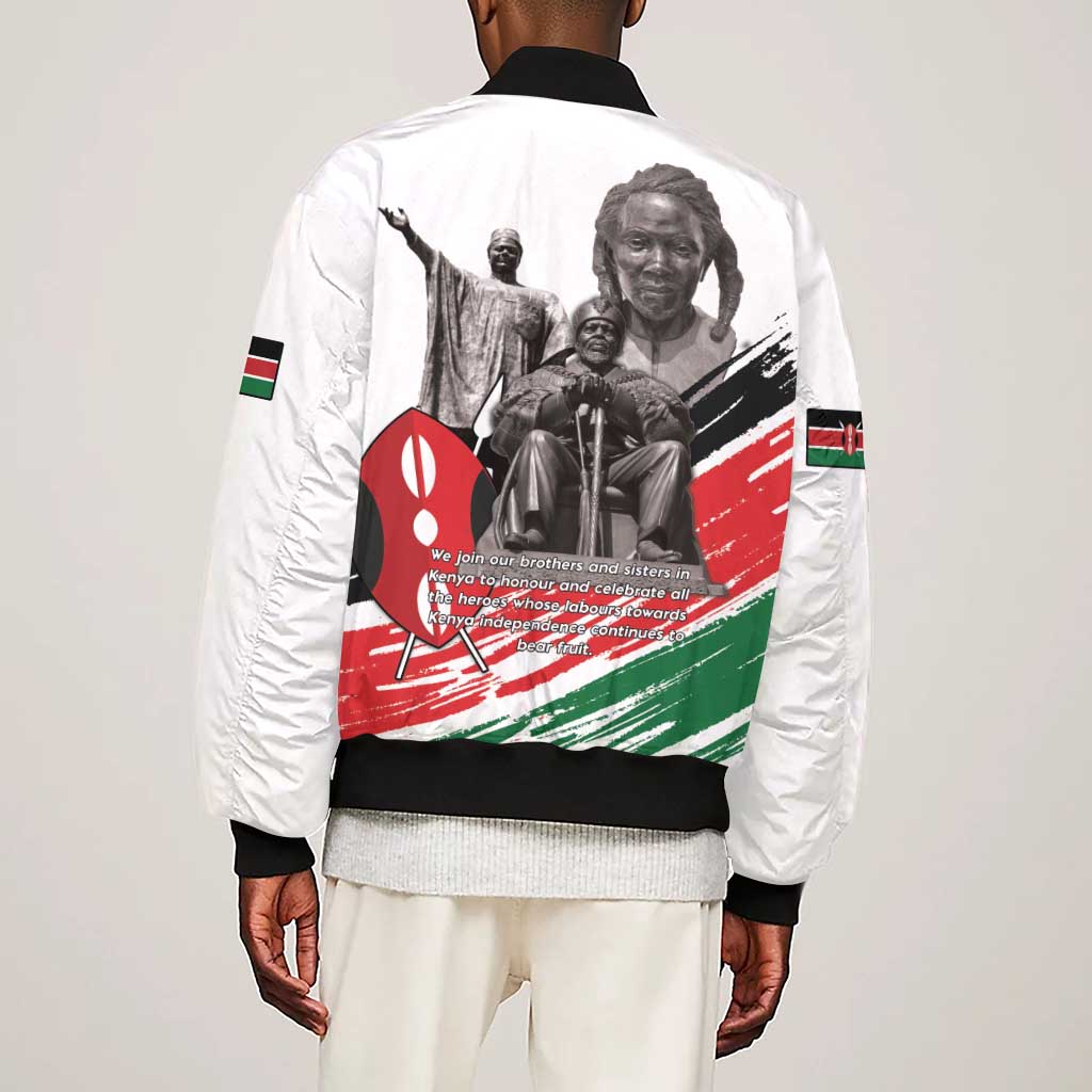 Happy Kenya Heroes Day Sleeve Zip Bomber Jacket Kenyan Heroes - African Pride