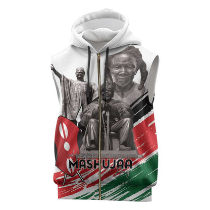 Happy Kenya Heroes Day Sleeveless Zip Hoodie Kenyan Heroes - African Pride