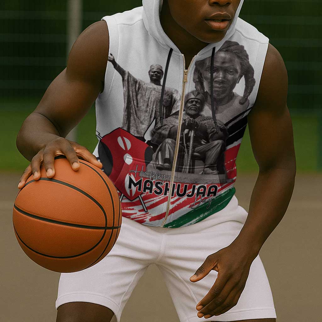 Happy Kenya Heroes Day Sleeveless Zip Hoodie Kenyan Heroes - African Pride