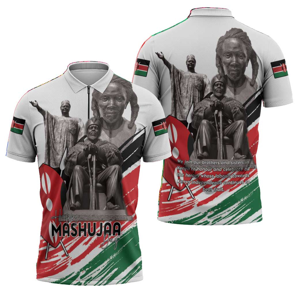 Kenya Mashujaa Day Zipper Polo Shirt Kenyan Heroes