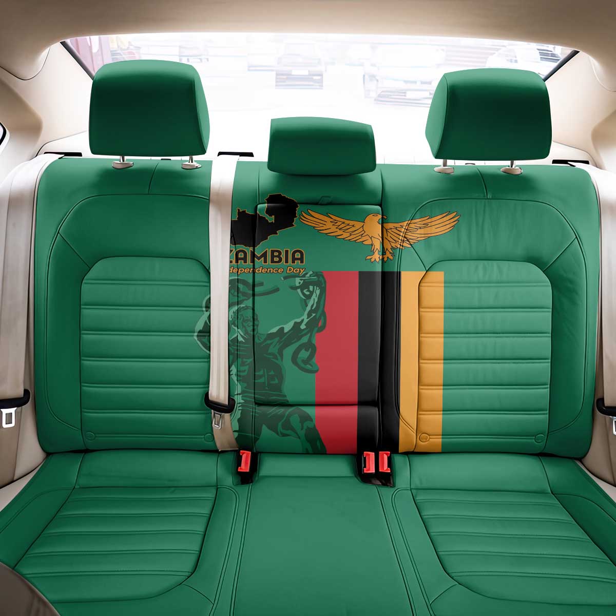 Zambia Independence Day Back Car Seat Cover Statue of Freedom - African Pride