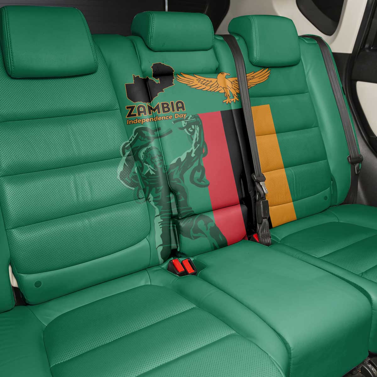 Zambia Independence Day Back Car Seat Cover Statue of Freedom - African Pride