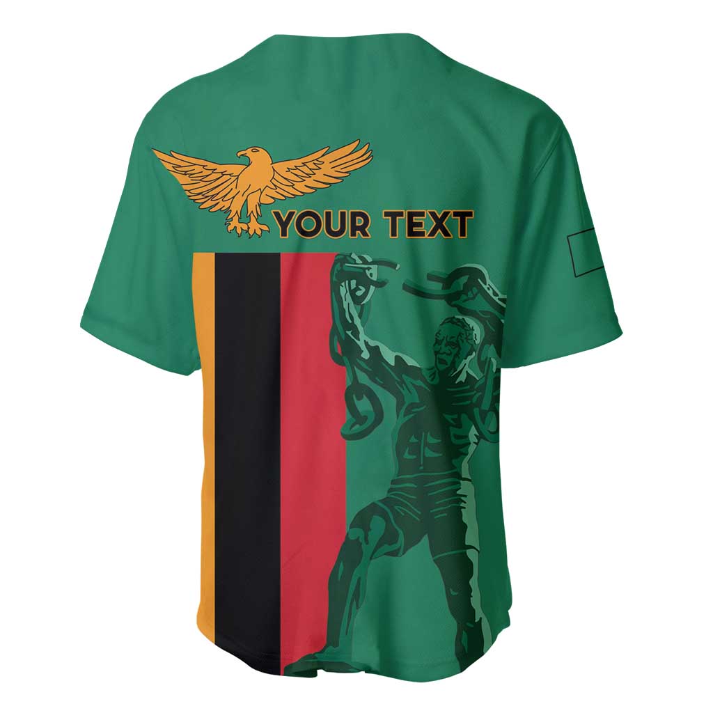 Zambia Independence Day Personalized Baseball Jersey Statue of Freedom - African Pride