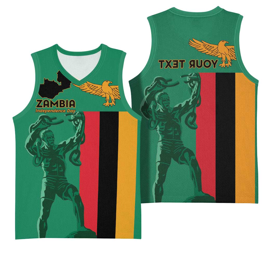 Zambia Independence Day Personalized Basketball Jersey Statue of Freedom - African Pride