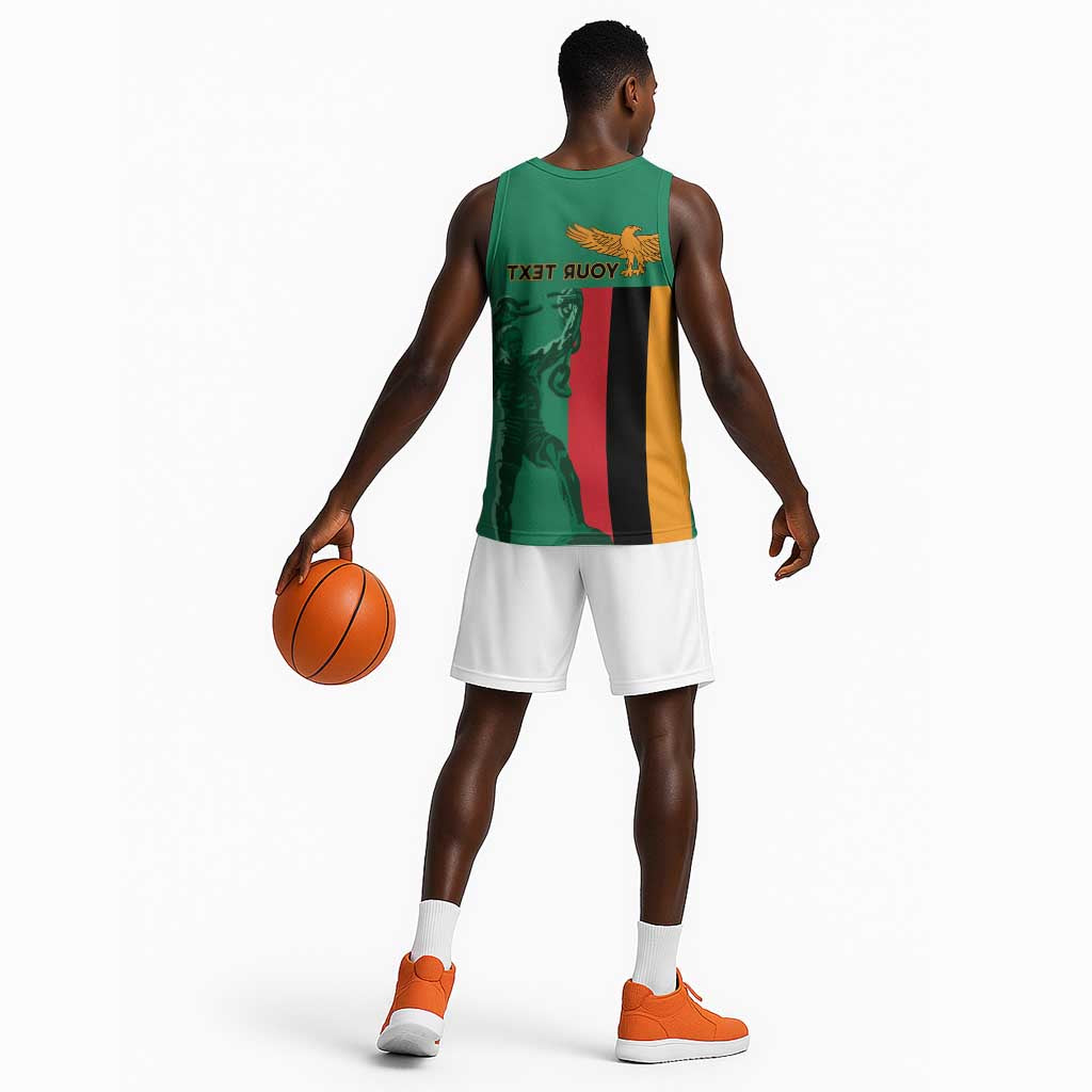 Zambia Independence Day Personalized Basketball Jersey Statue of Freedom - African Pride