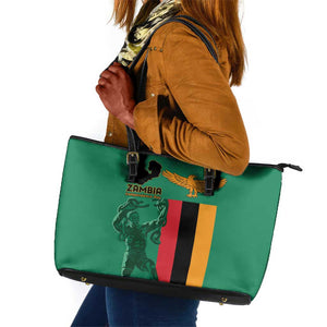 Zambia Independence Day Leather Tote Bag Statue of Freedom - African Pride