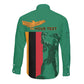 Zambia Independence Day Personalized Long Sleeve Button Shirt Statue of Freedom - African Pride