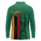 Zambia Independence Day Personalized Long Sleeve Polo Shirt Statue of Freedom - African Pride