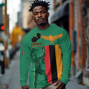 Zambia Independence Day Personalized Long Sleeve Shirt Statue of Freedom - African Pride