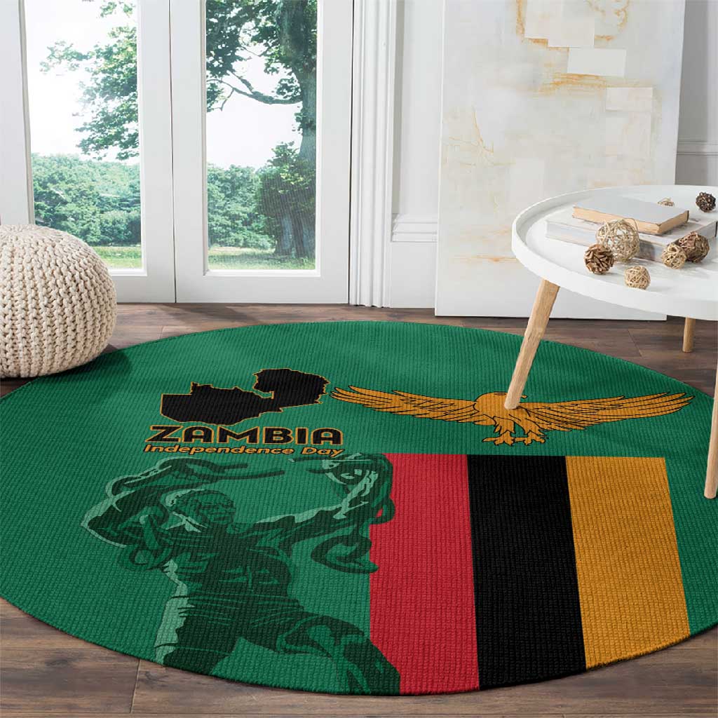 Zambia Independence Day Round Carpet Statue of Freedom - African Pride