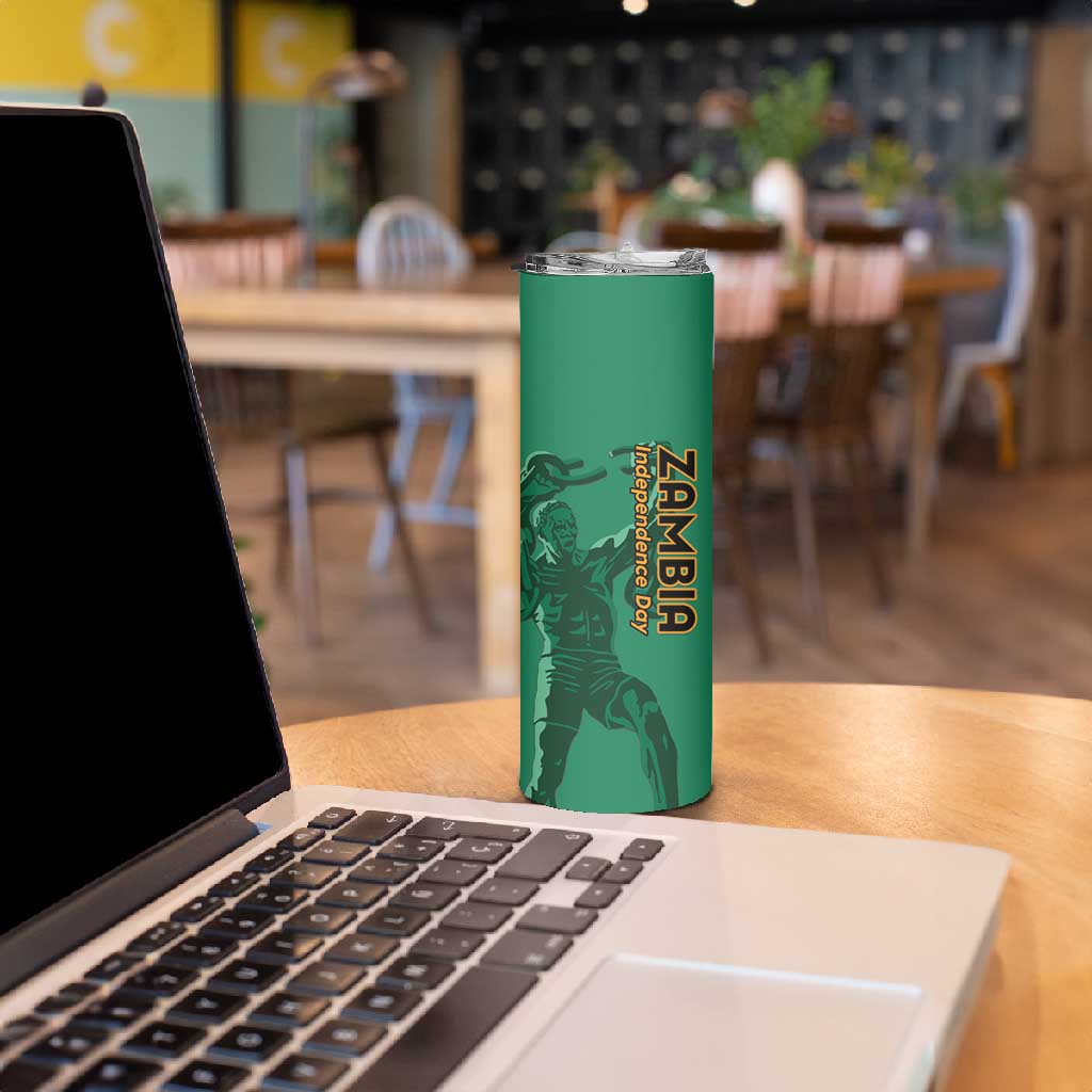 Zambia Independence Day Personalized Skinny Tumbler Statue of Freedom - African Pride