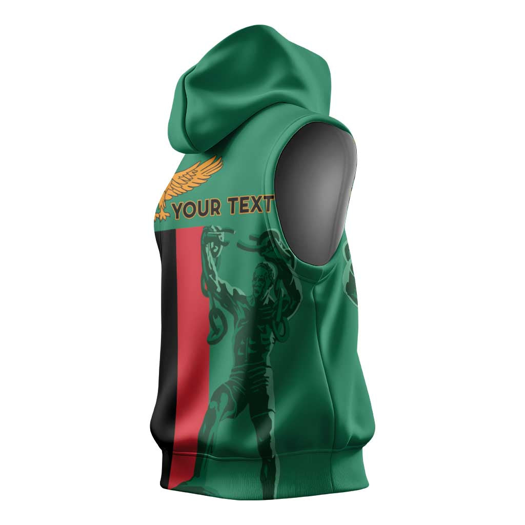 Zambia Independence Day Personalized Sleeveless Hoodie Statue of Freedom - African Pride