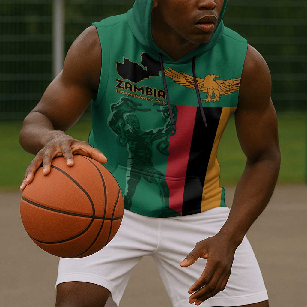 Zambia Independence Day Personalized Sleeveless Hoodie Statue of Freedom - African Pride