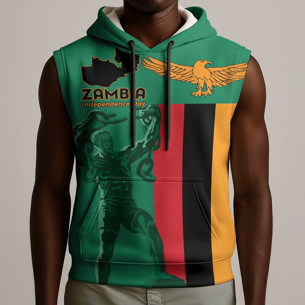 Zambia Independence Day Personalized Sleeveless Hoodie Statue of Freedom - African Pride