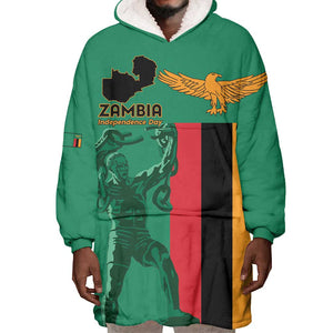 Zambia Independence Day Personalized Wearable Blanket Hoodie Statue of Freedom - African Pride