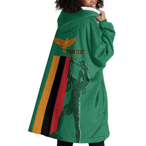 Zambia Independence Day Personalized Wearable Blanket Hoodie Statue of Freedom - African Pride