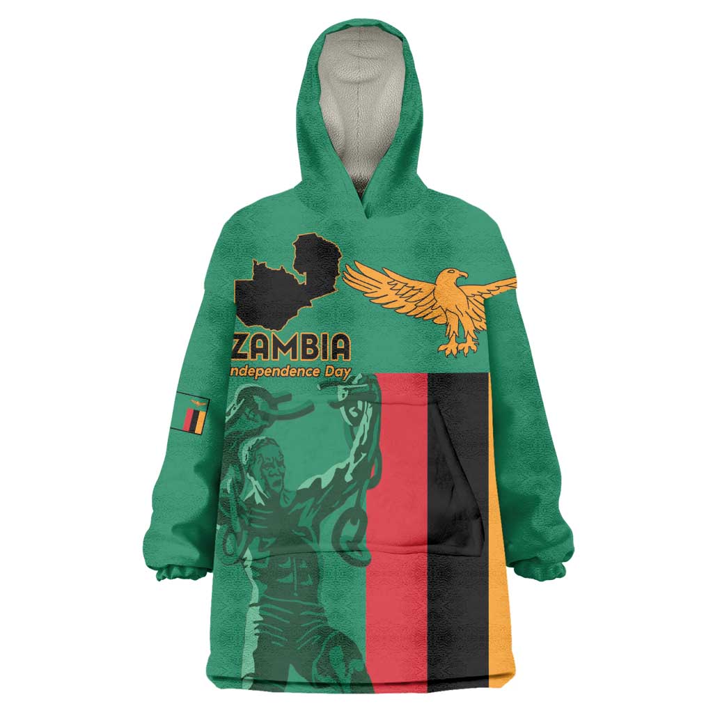 Zambia Independence Day Personalized Wearable Blanket Hoodie Statue of Freedom - African Pride