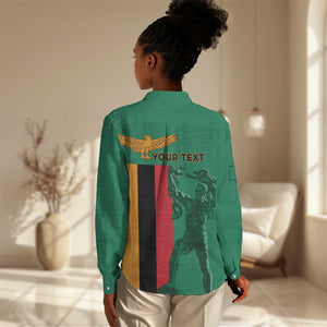 Zambia Independence Day Personalized Women Casual Shirt Statue of Freedom - African Pride