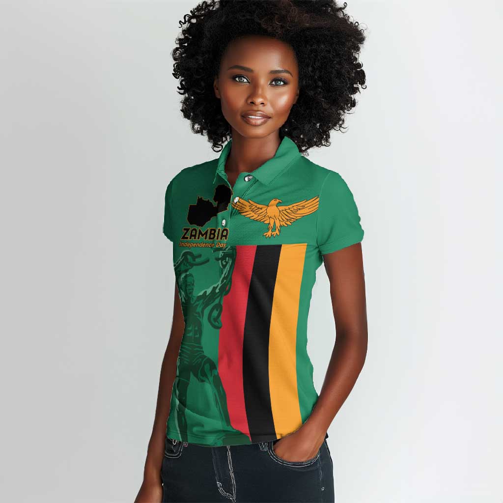 Zambia Independence Day Personalized Women Polo Shirt Statue of Freedom - African Pride