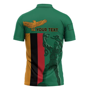 Personalized Zambia Independence Day Zipper Polo Shirt Lusaka Freedom Statue