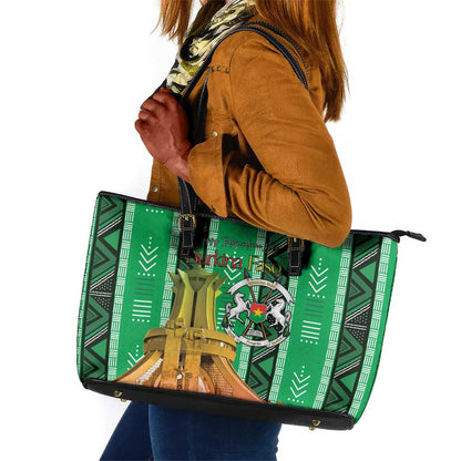 Burkina Faso Martyrs Day Leather Tote Bag Monument des Heros Nationaux - African Pride