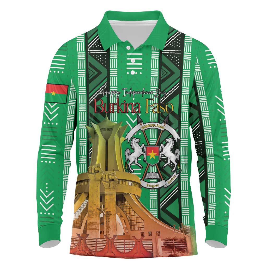 Burkina Faso Martyrs Day Personalized Long Sleeve Polo Shirt Monument des Heros Nationaux - African Pride