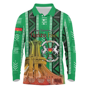 Burkina Faso Martyrs Day Personalized Long Sleeve Polo Shirt Monument des Heros Nationaux - African Pride