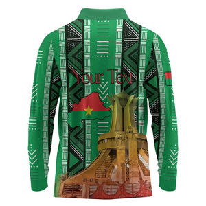 Burkina Faso Martyrs Day Personalized Long Sleeve Polo Shirt Monument des Heros Nationaux - African Pride