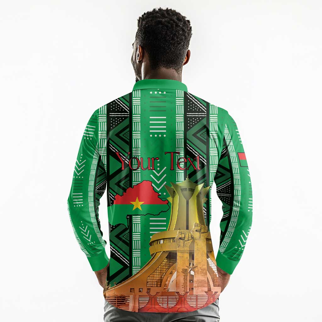 Burkina Faso Martyrs Day Personalized Long Sleeve Polo Shirt Monument des Heros Nationaux - African Pride