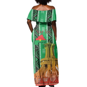 Burkina Faso Martyrs Day Personalized Off Shoulder Maxi Dress Monument des Heros Nationaux - African Pride