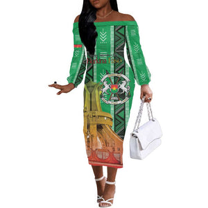 Burkina Faso Martyrs Day Personalized Off The Shoulder Long Sleeve Dress Monument des Heros Nationaux - African Pride
