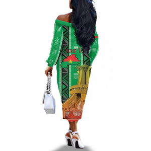 Burkina Faso Martyrs Day Personalized Off The Shoulder Long Sleeve Dress Monument des Heros Nationaux - African Pride