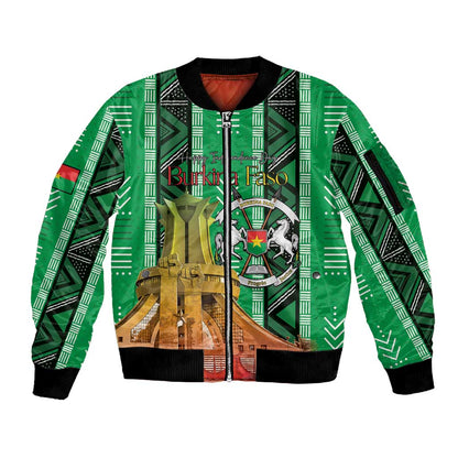 Burkina Faso Martyrs Day Personalized Sleeve Zip Bomber Jacket Monument des Heros Nationaux - African Pride