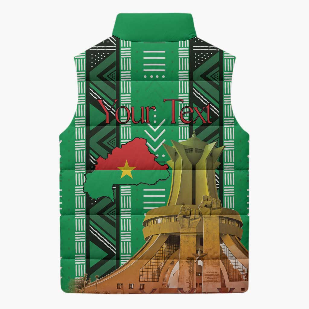 Personalized Burkina Faso Martyrs Day Sleeveless Puffer Jacket Monument des Heros Nationaux