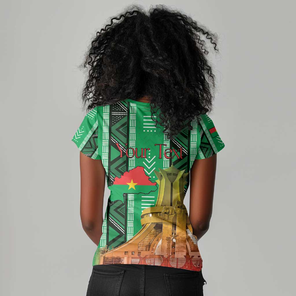 Burkina Faso Martyrs Day Personalized Women V-Neck T-Shirt Monument des Heros Nationaux - African Pride