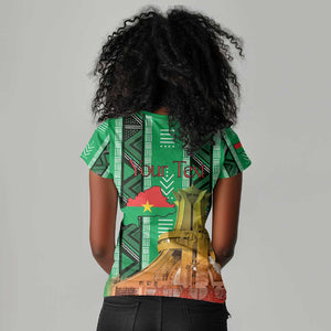 Burkina Faso Martyrs Day Personalized Women V-Neck T-Shirt Monument des Heros Nationaux - African Pride