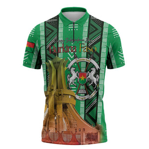 Personalized Burkina Faso Martyrs Day Zipper Polo Shirt Monument des Heros Nationaux