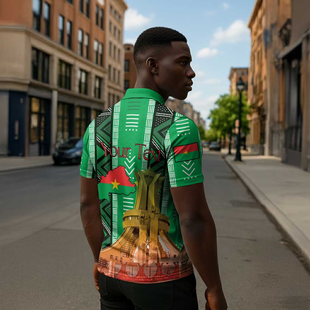 Personalized Burkina Faso Martyrs Day Zipper Polo Shirt Monument des Heros Nationaux