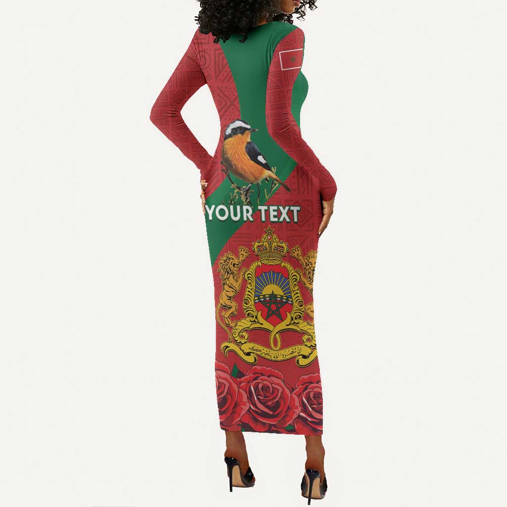 Personalised Afro Morocco Long Sleeve Bodycon Dress Happy Proclamation Day - African Pattern LT15