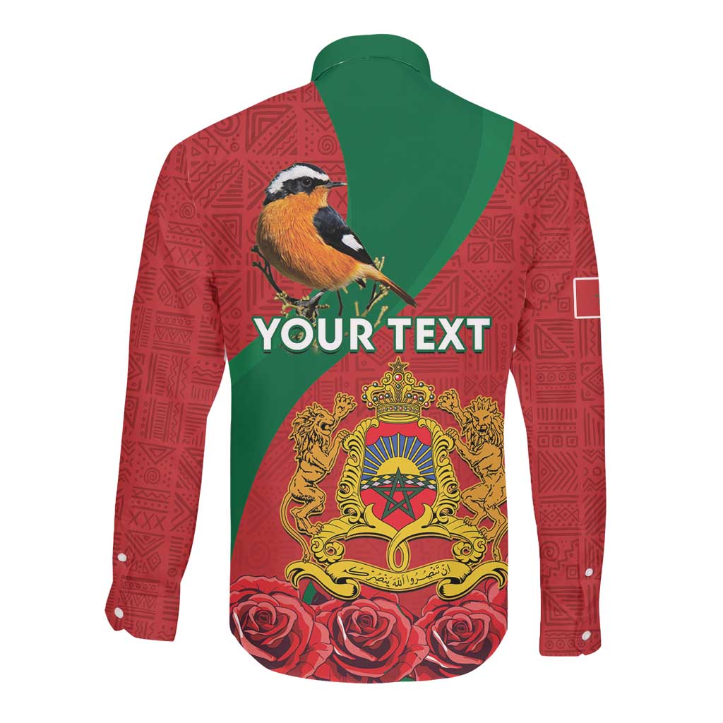 Personalised Afro Morocco Long Sleeve Button Shirt Happy Proclamation Day - African Pattern