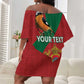 Personalised Afro Morocco Off Shoulder Short Dress Happy Proclamation Day - African Pattern