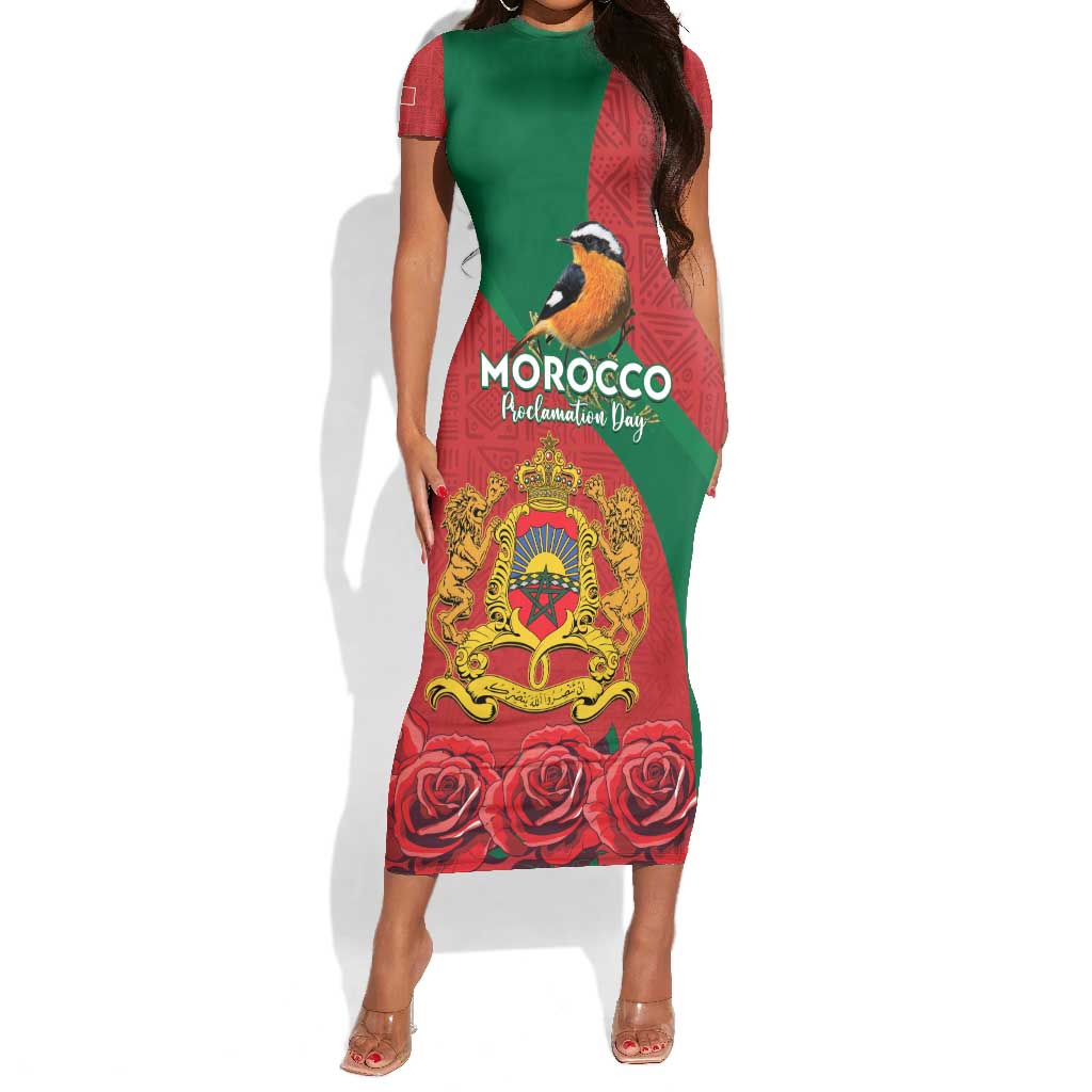 Personalised Afro Morocco Short Sleeve Bodycon Dress Happy Proclamation Day - African Pattern LT15