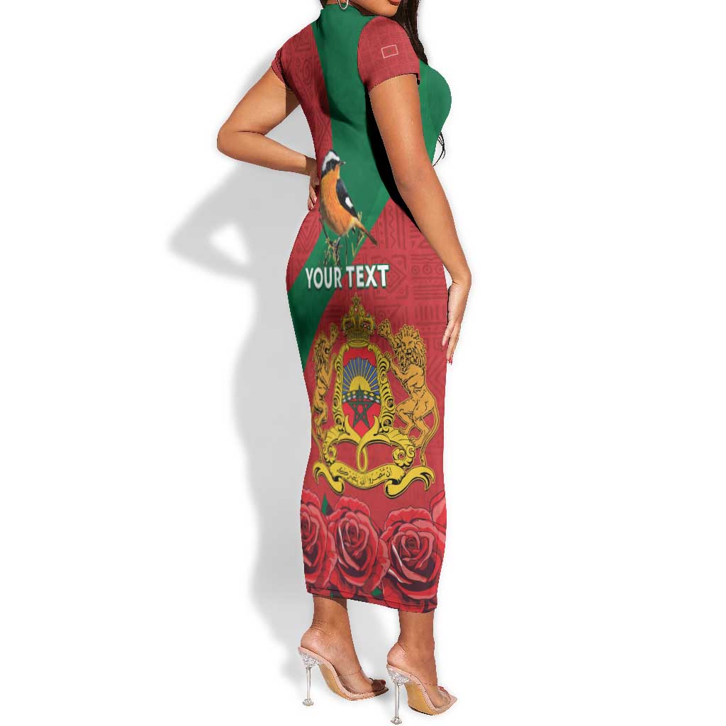Personalised Afro Morocco Short Sleeve Bodycon Dress Happy Proclamation Day - African Pattern LT15