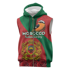 Personalised Afro Morocco Sleeveless Zip Hoodie Happy Proclamation Day - African Pattern - African Pride